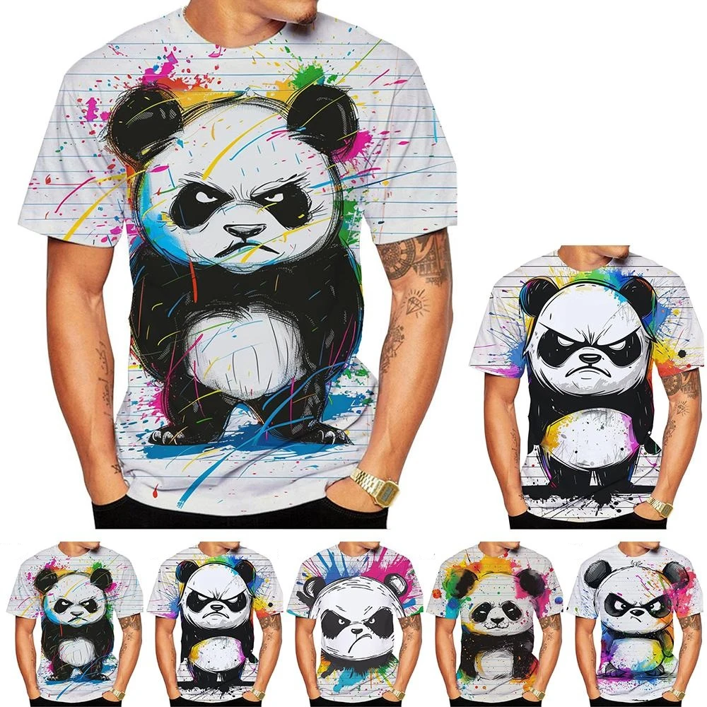 New Fashion Men\'s and Women\'s Short Sleeve 3D HD Printing Panda Print T-shirt Street Style Unisex Kid Funny Fashion Top 100-6XL