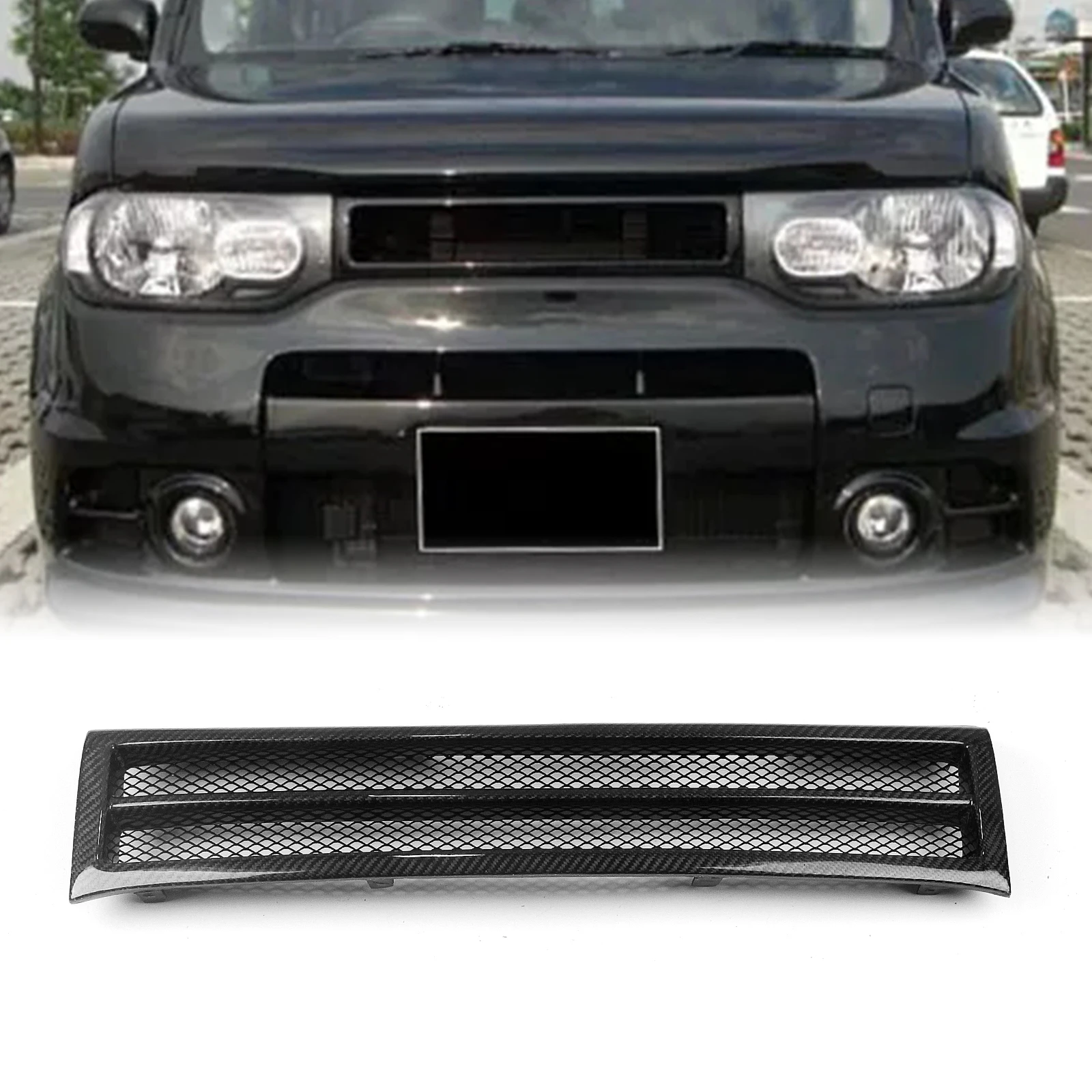 

Передняя решетка гоночная решетка для Nissan Cube 2009-2014 реальное углеродное волокно/Стекловолокно сотовый стиль автомобильный верхний бампер фоторешетка