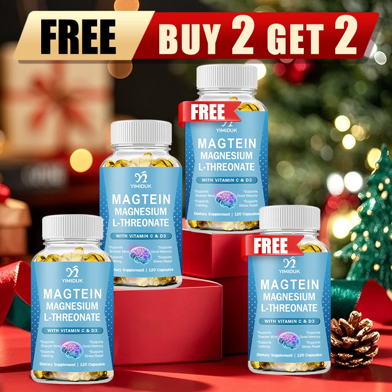 

Magnesium L-Threonate Capsules, with Vitamin C, Vitamin D3, Support Stress Relief, Sharper Mind, Good Memory, Gluten-Free