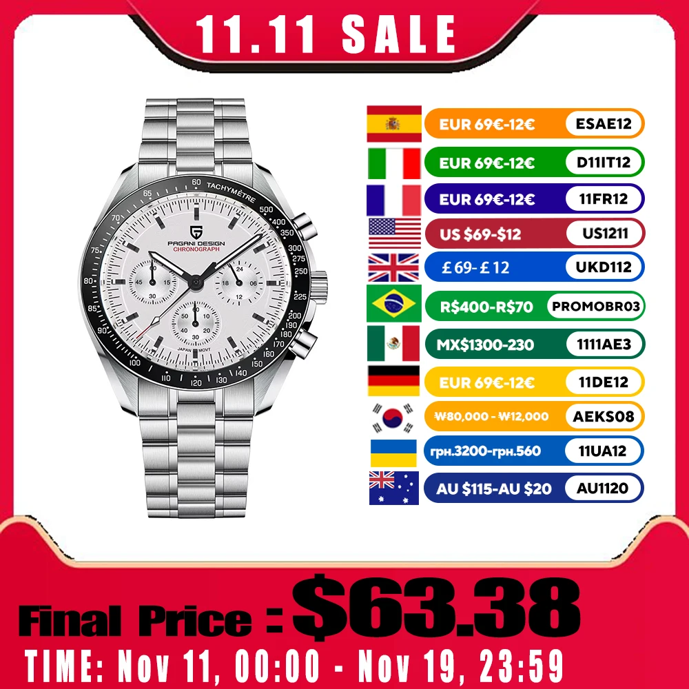 

PAGANI DESIGN Men's Watch Chronograph Watches For Man 2025 New Top Luxury Quartz Wrist Watch Sports Waterproof Luminous Clocks