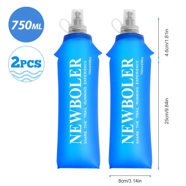250/500/750ML Wasserflasche TPU Faltbare Weiche Trinkflasche Sport-Wasserflasche Zusammenklappbare Wasserflasche für Laufen Camping Wandern