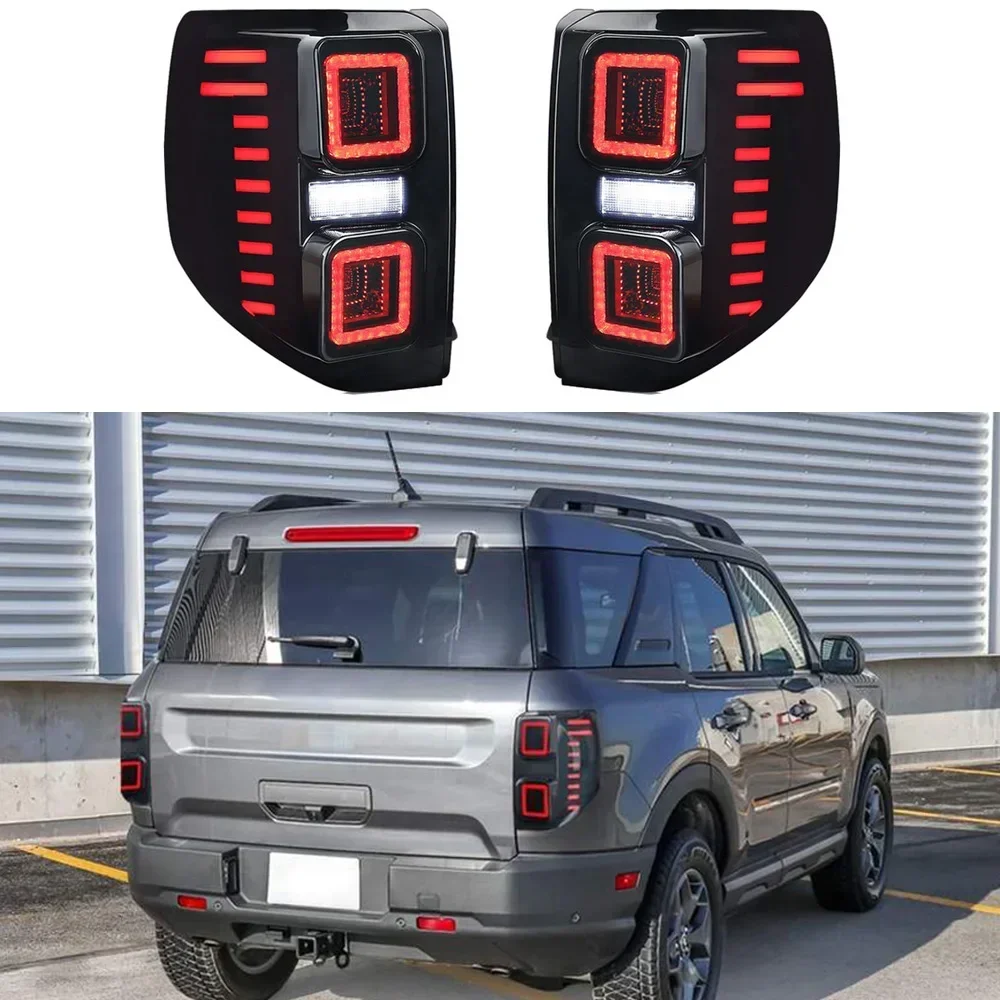 1 Pair Exterior Modification Personalized Car Lamp Led Taillight For Ford Bronco Sport 2020-2023 With Sequential Turning Signal
