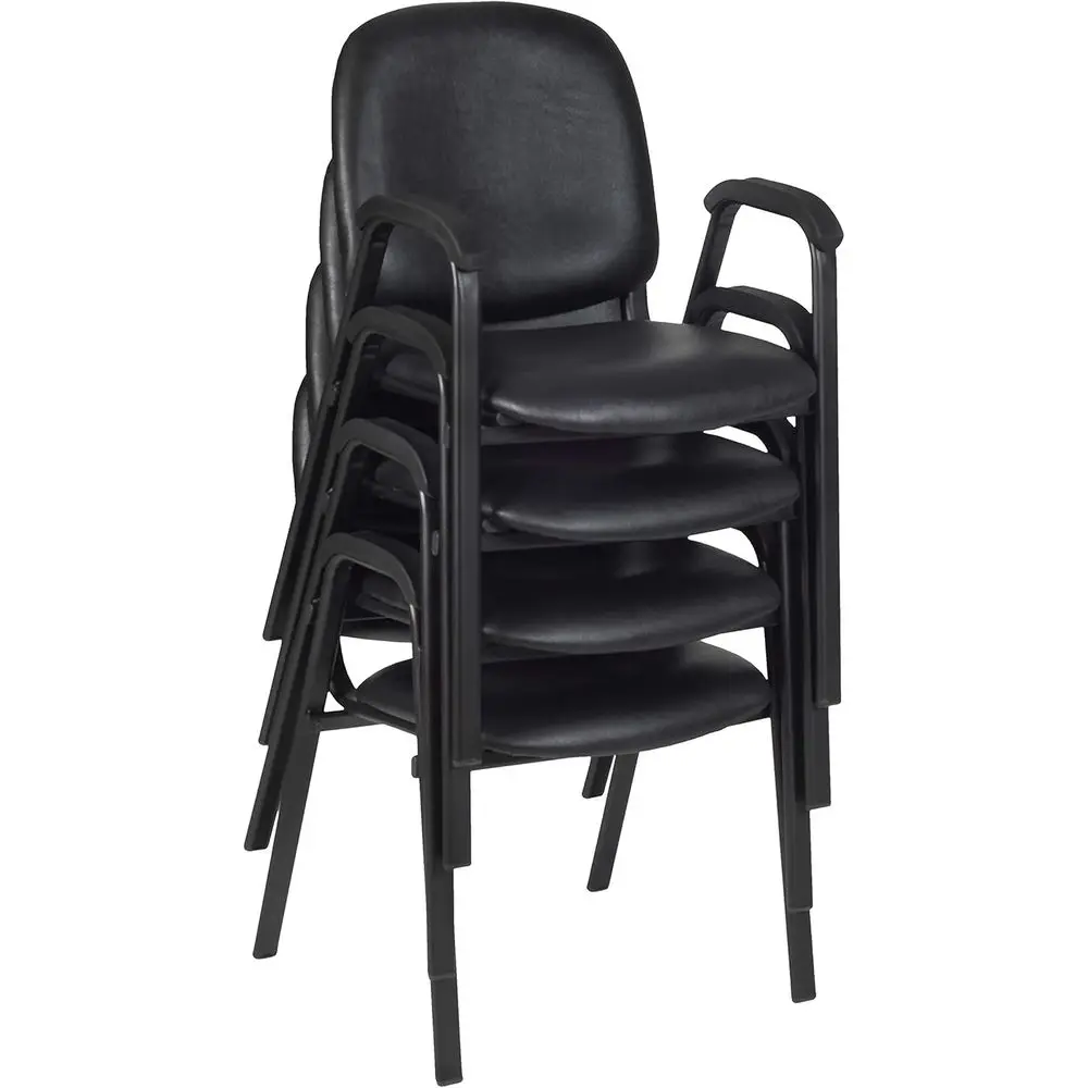 

Stackable Side Chair with Vinyl Upholstery, Padded Seat, Ideal for Various Spaces (4 Pack), Black