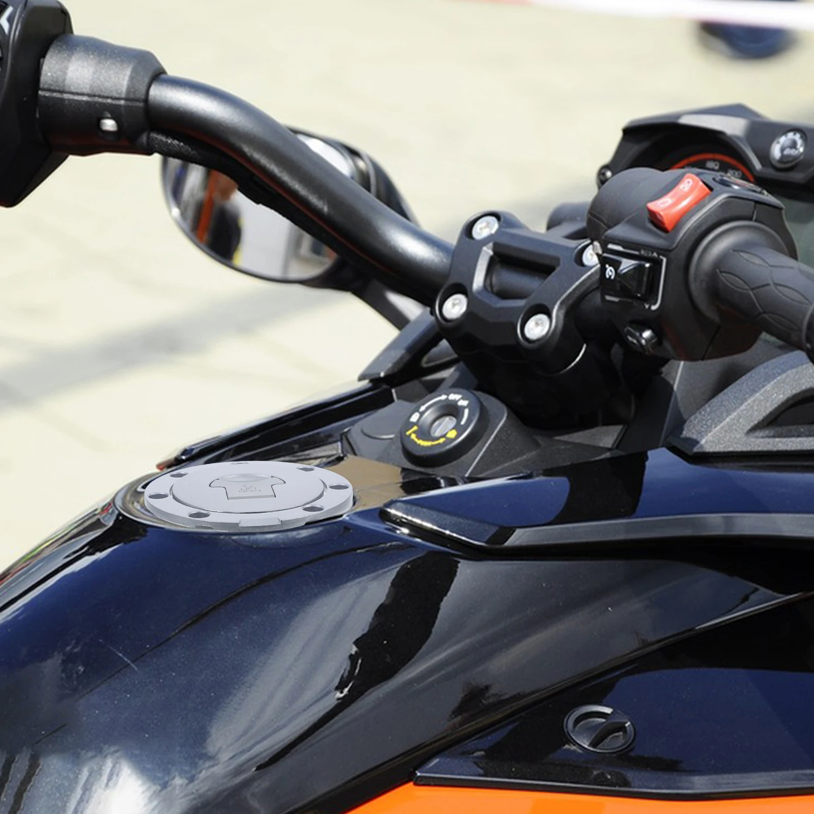 

Fuel Tank Cap Silver Key Locking Cover Gas Replacement Valve Protective Motorcycle Oil Tank Relay Switch Accessories