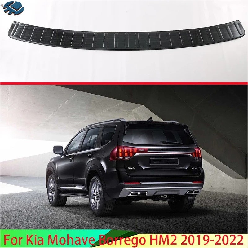 For Kia Mohave Borrego HM2 2019-2022 Stainless Steel Rear Bumper Protection Window Sill Outside Trunks Decorative Plate Pedal