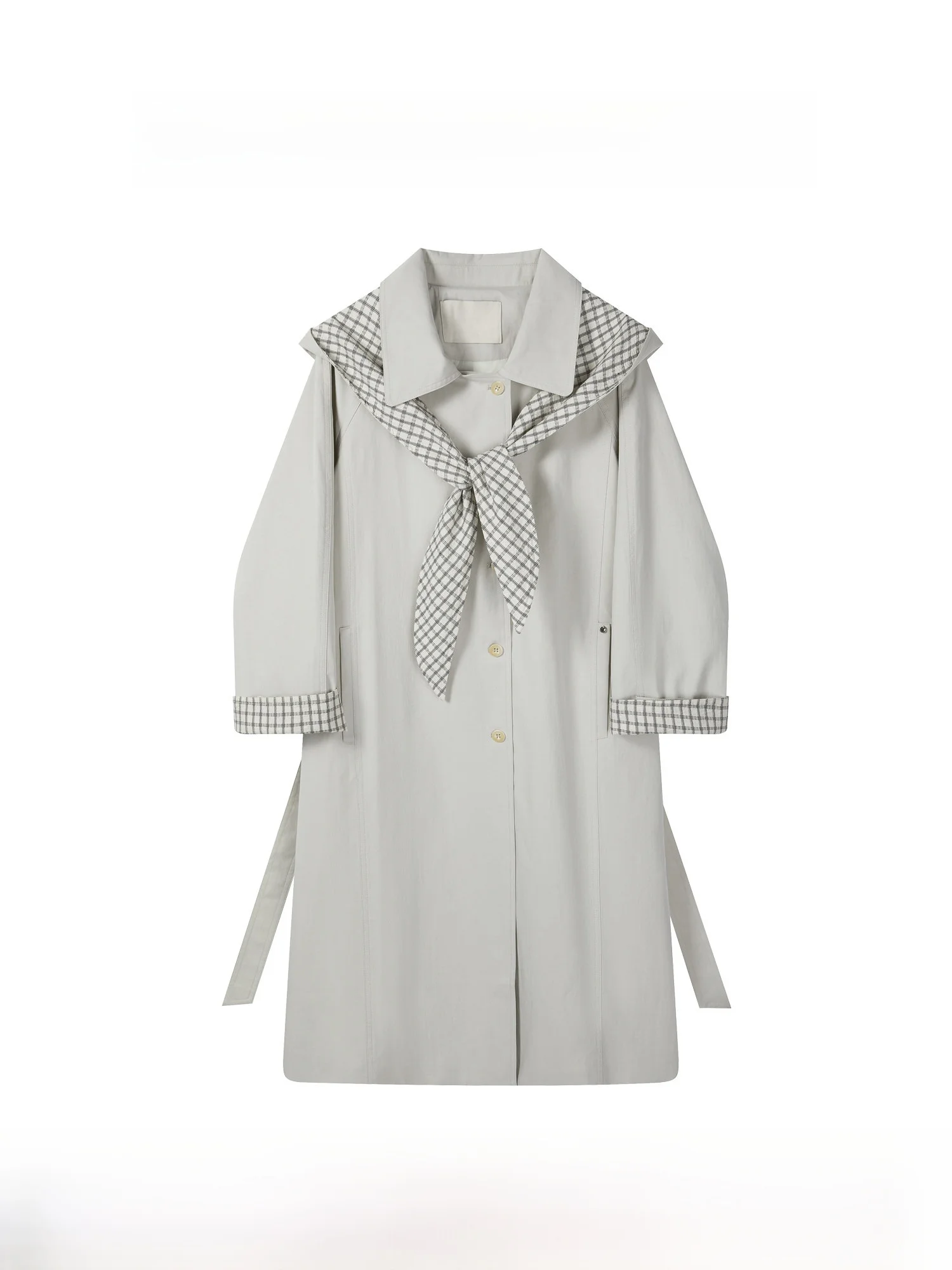 

Yuangang S Women's Plaid Windbreaker Coat Autumn New Sle Loose Midi Faion Outerwear Light Yellow Splicing Design