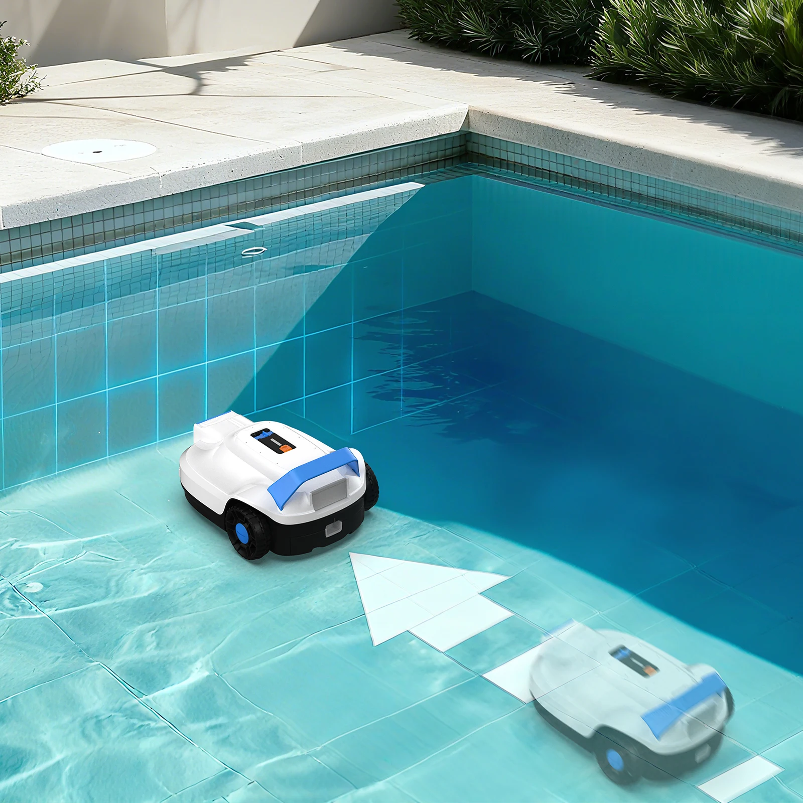 Specialized Cordless Smart Underwater Pool Cleaner Auto Wall-Climbing,High-Efficiency Filter Vacuu