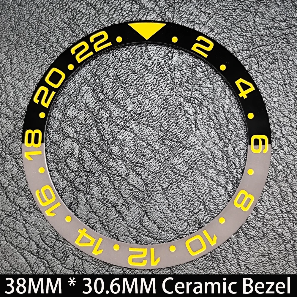 Schräge 38mm * 30,6mm Keramik/Aluminium Blau Leuchtende Lünette GMT und Taucheruhr-Einsatz Passend für 40mm Uhrengehäuse Ersatz-Uhrenteil – Detail 18