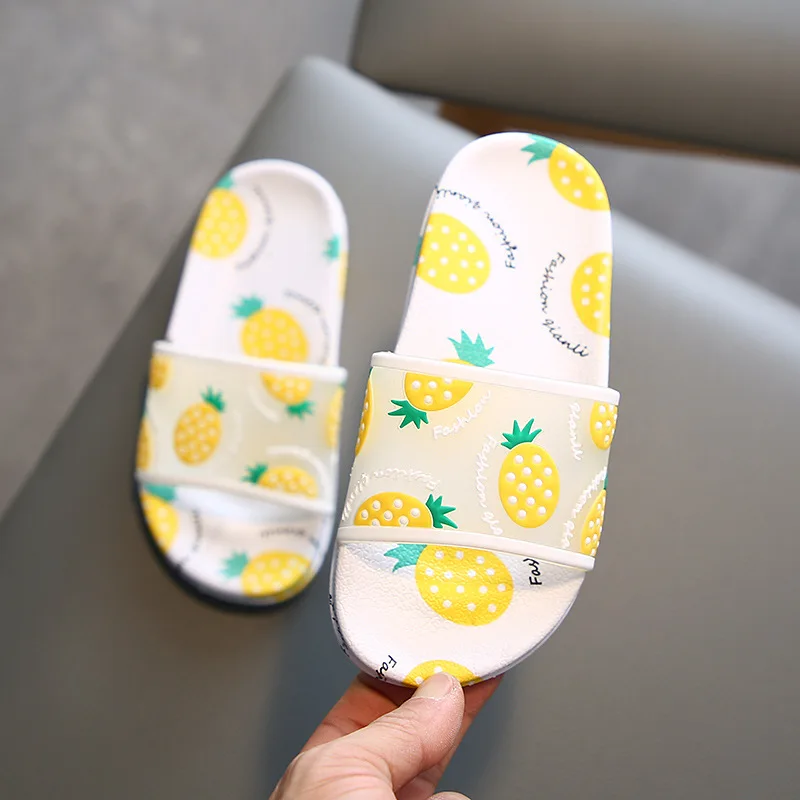 Cartoon Fruit Parent-child Slippers Summer Comfort Non-Slip Home Children Slippers Boys Girls Soft Sole Indoor Bathroom Shoes