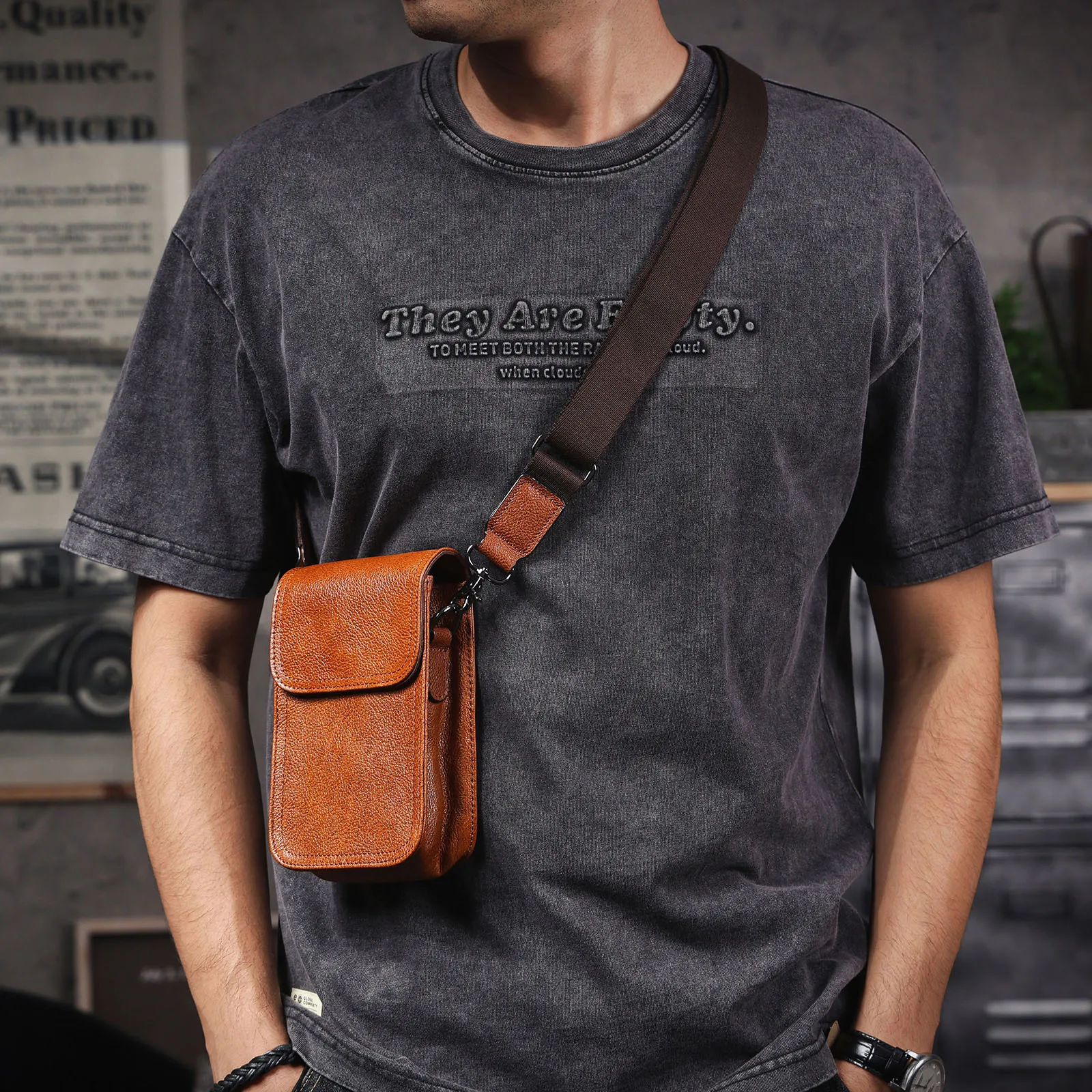 

Мужская сумка через плечо из натуральной кожи, простая поясная сумка из воловьей кожи, верхний слой из кожи растительного дубления, модная повседневная сумка