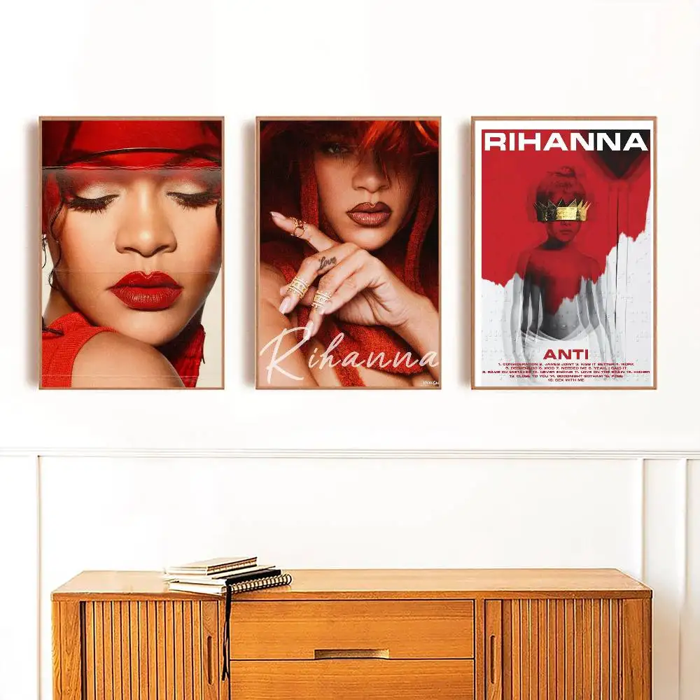 Famous Singer R-RIHANNAs Beauty Poster Gallery Prints Self Adhesive Home Decor Decoration Wall Decals Living Room Sticker