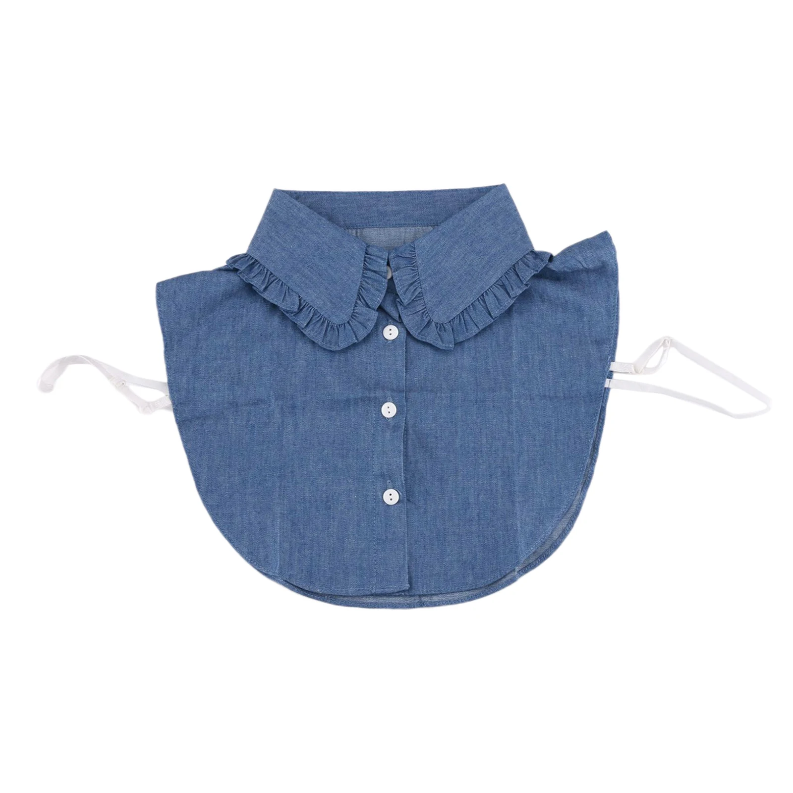 Denim Women Detachable Lapel Fake Collar Ruffles Lace False Half Shirt Blouse
