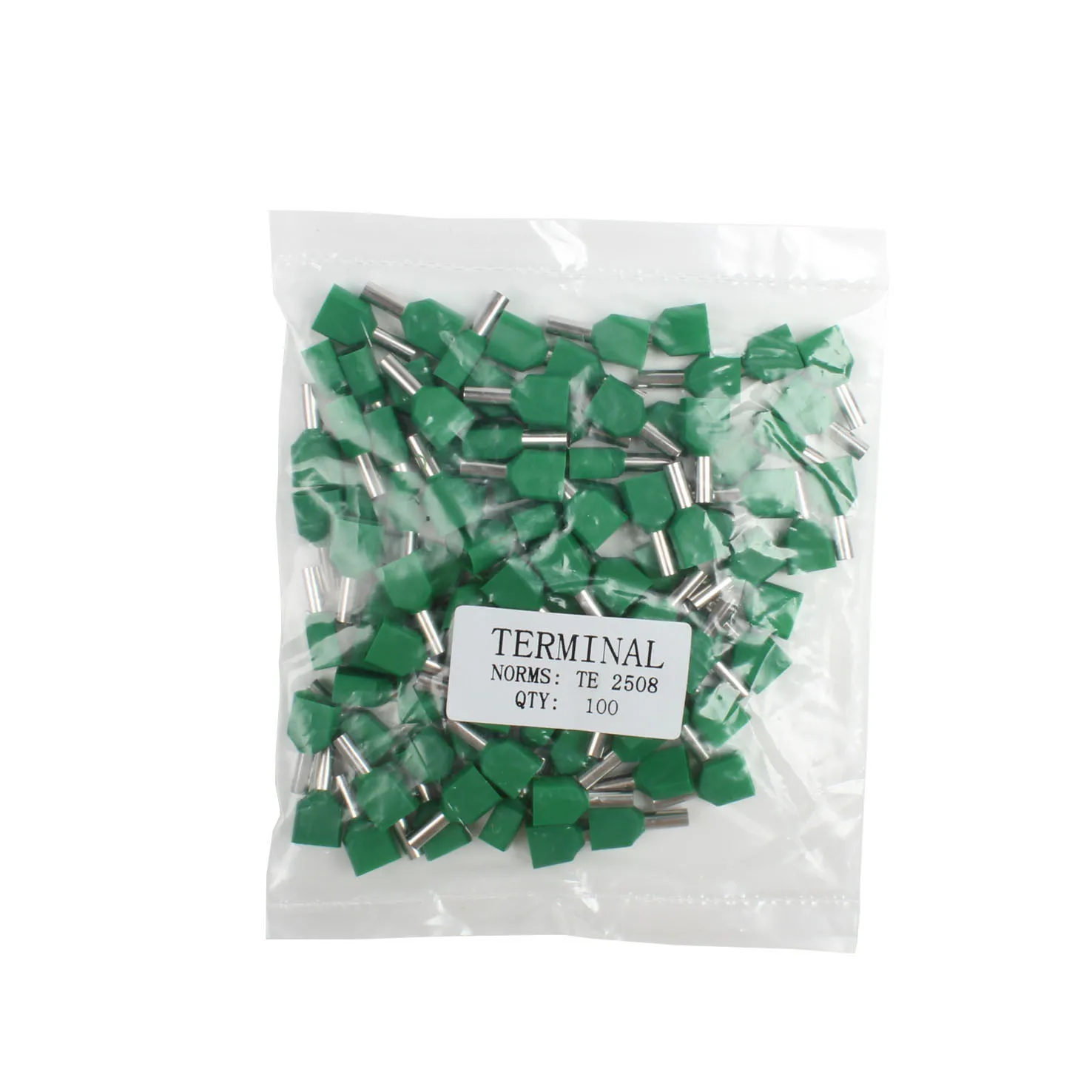 DIANQI TE2508 Hai Trước Cách Nhiệt Ống Hình Cấp Ép Lạnh Thiết Bị Đầu Cuối/Cáp Kết Nối/Dây Cổng Kết Nối 100 cái/gói