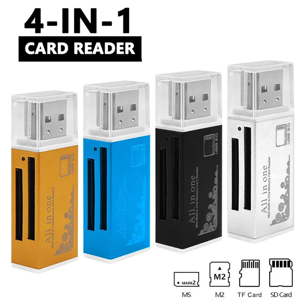 Lector de tarjetas todo en 1, lector de tarjetas TF SD, ranura para tarjeta de memoria Flash, adaptador de memoria USB 2,0, Plug and Play para ordenador portátil y de escritorio