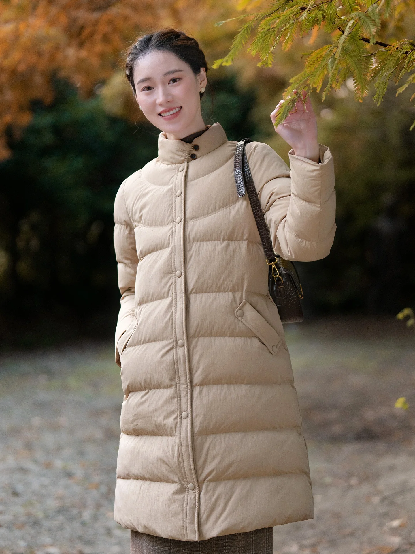

Thiened High Collar Casual Artistic Commute down Jaet Women's Winter New Sle Cotton Coat Long Sve Mid-Length