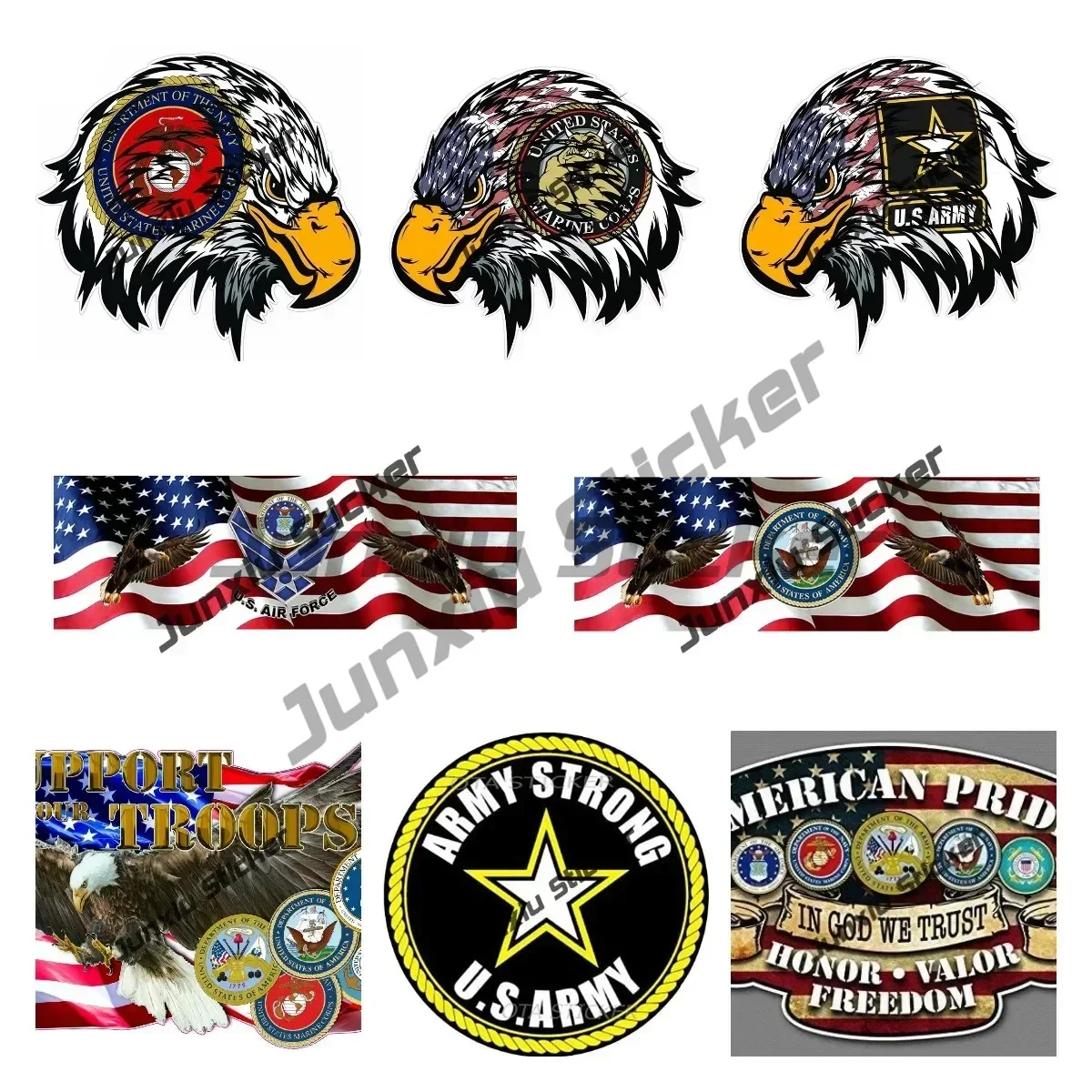 USA Bald Eagle American Pride Series In God We Trust Decal Sticker Waterproof Car Motorcycle Bicycle Skateboard Vinyl Graffiti