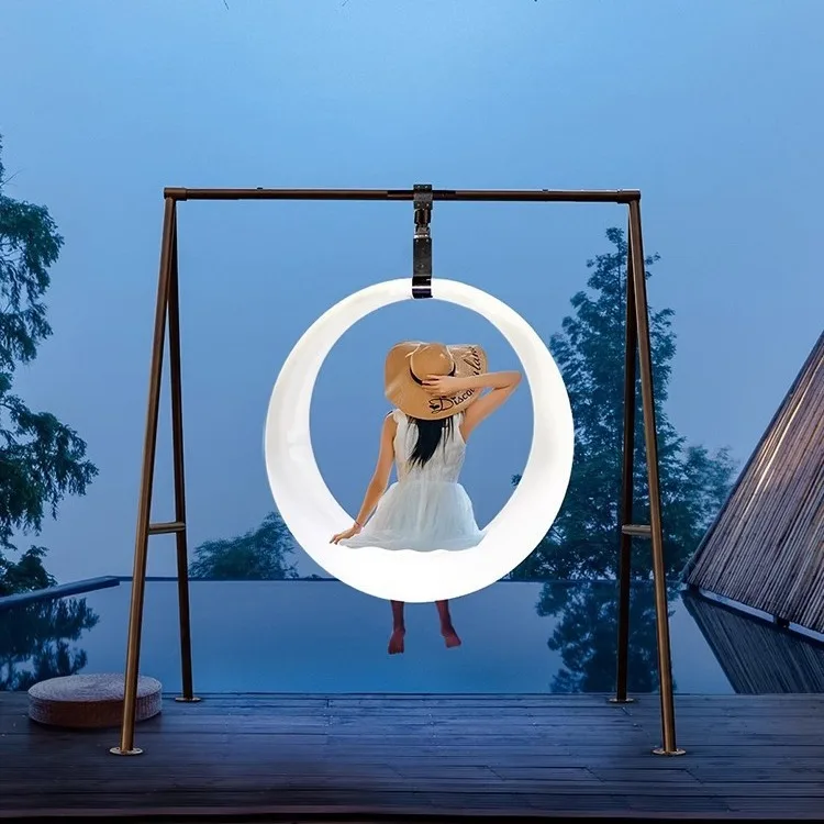 Luminous Swing Courtyard Multiplayer Outdoor Clock In Rocking Chair Hanging Chair Solar Luminous Internet Swing Outdoor