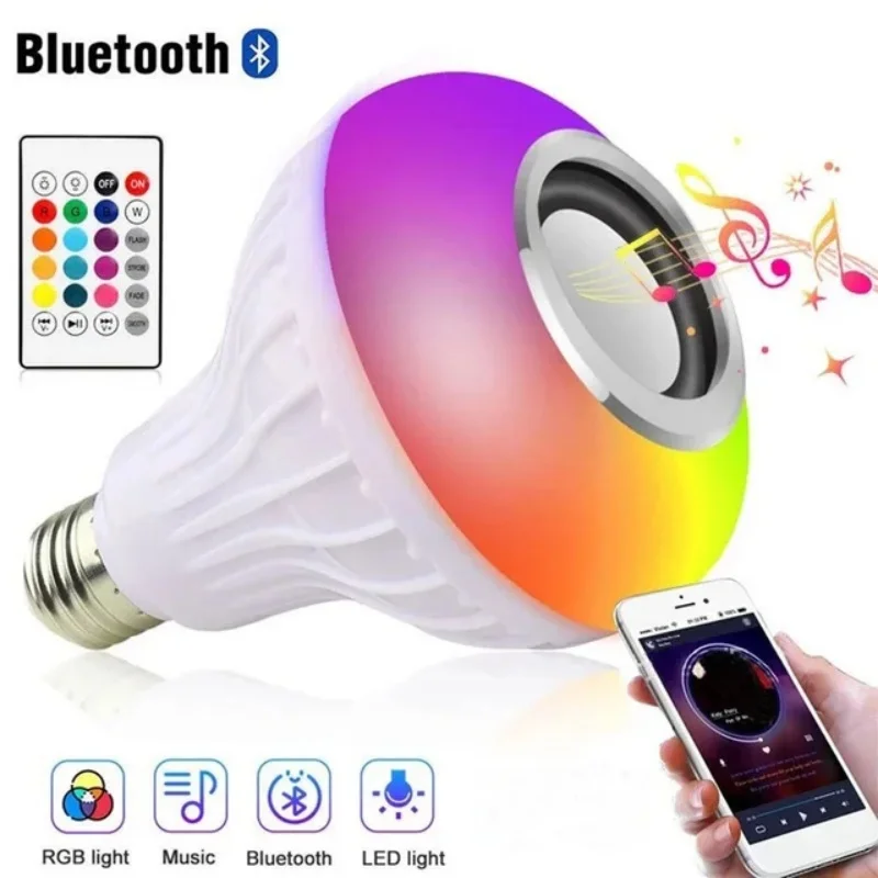 

Bluetooth Music Light Bulb E27 85-265V Colorful RGB Lamp DJ Party Bulb Lights Remote Control Dimmable For Home Birthday Decor