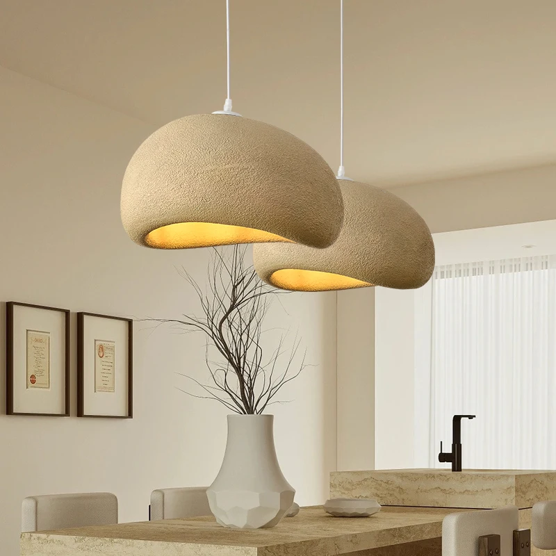 Nordic Minimalist Japanese Wabi Sabi Creative Art Simple Pendant Lamp Vintage LED Light Living Dining Room Bedroom Home Decor