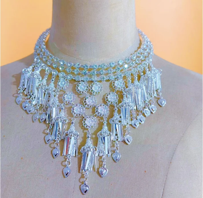 

Украшения этнических меньшинств, женские серебряные ювелирные воротники, серебряные ожерелья Мяо