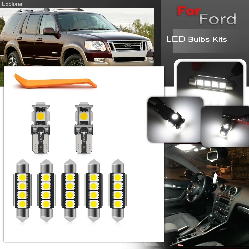 Direct Fit For Ford Explorer 2002-2010 Led Interior Package Map Dome Trunk Light Bulb License Plate Lamp Car-Styling