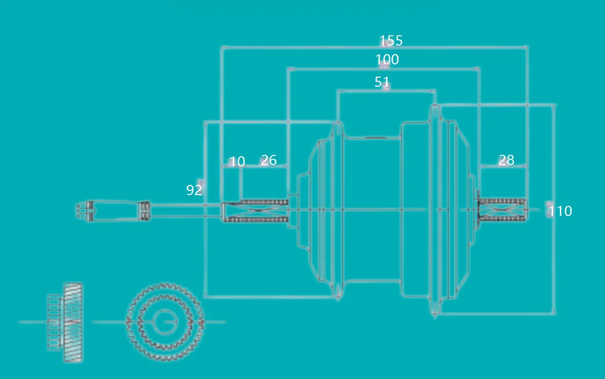 AKM Motor Q75SX 36V 250W Front Driving Hub Motor High Speed Motor 36V 250W Gear Motor Ultralight 1.44kg