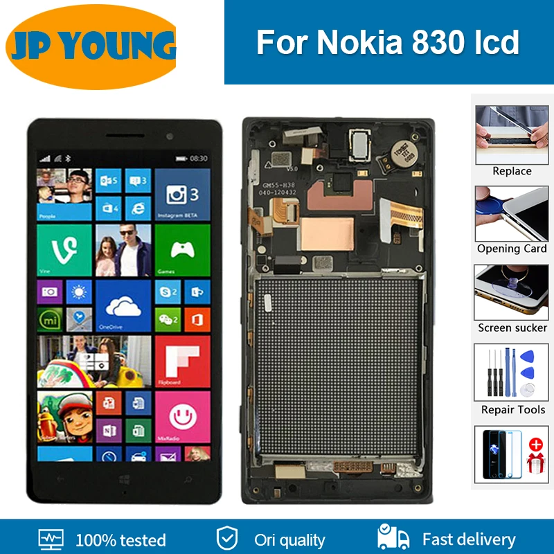 5.0'' Original lcd For Nokia Lumia 830 LCD Display Touch Screen Digitizer With Frame Assembly Replacement For Nokia 830 LCD