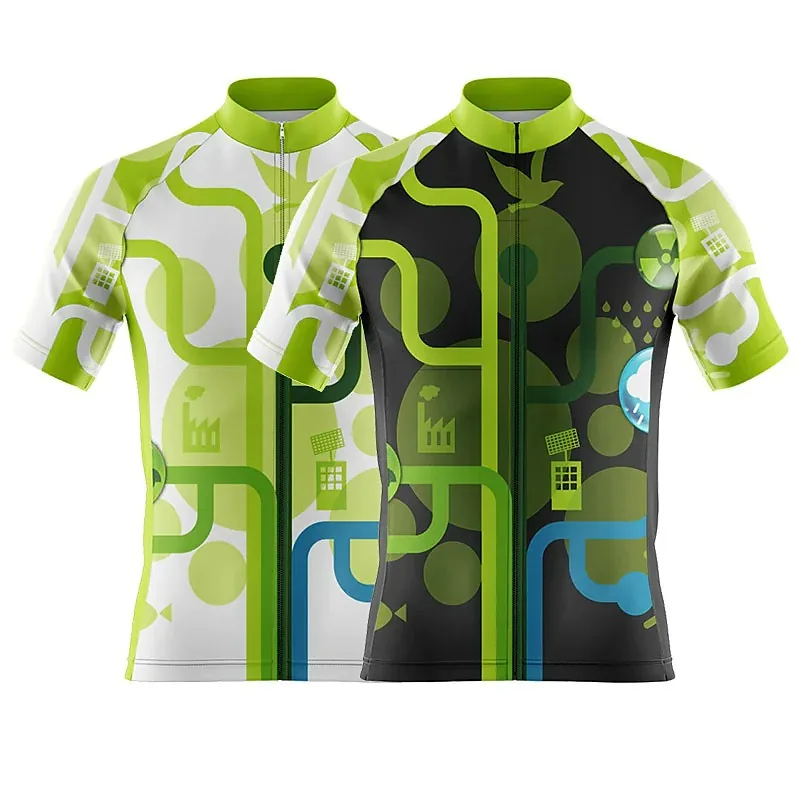 

Environmental Protection Green Men’s Short Sleeve Cycling Jersey Top Sports Wear Race Cut Mountain Bike Jersey