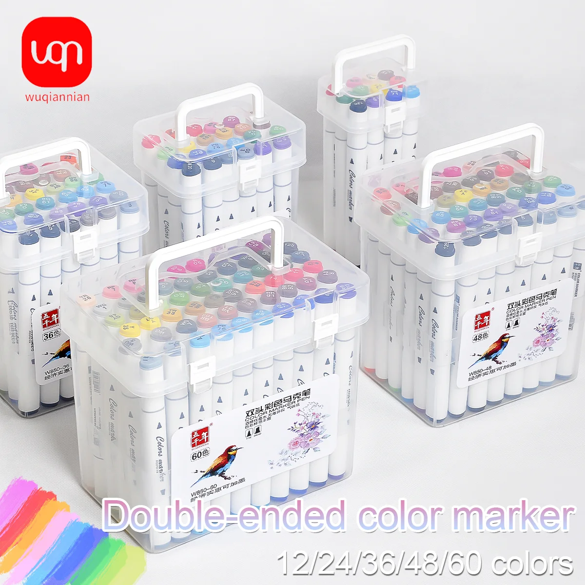 

12/24/36/48/60 PCS Boxed Double-Ended Marker Pens For Drawing And Marking Pens For Office And Student Hand-Newspaper Drawing