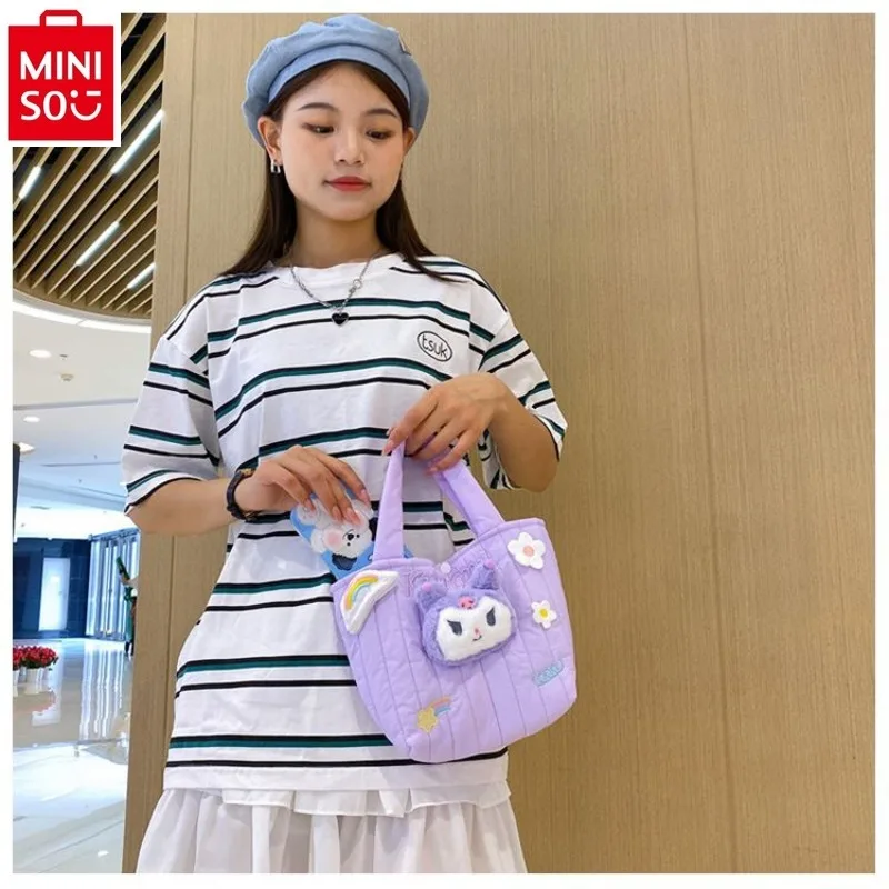 

MINISO Sanrio Cartoon Hello Kitty Kuromi Student Handbag Storage Large Capacity Sweet Versatile Fashion Shoulder Bag