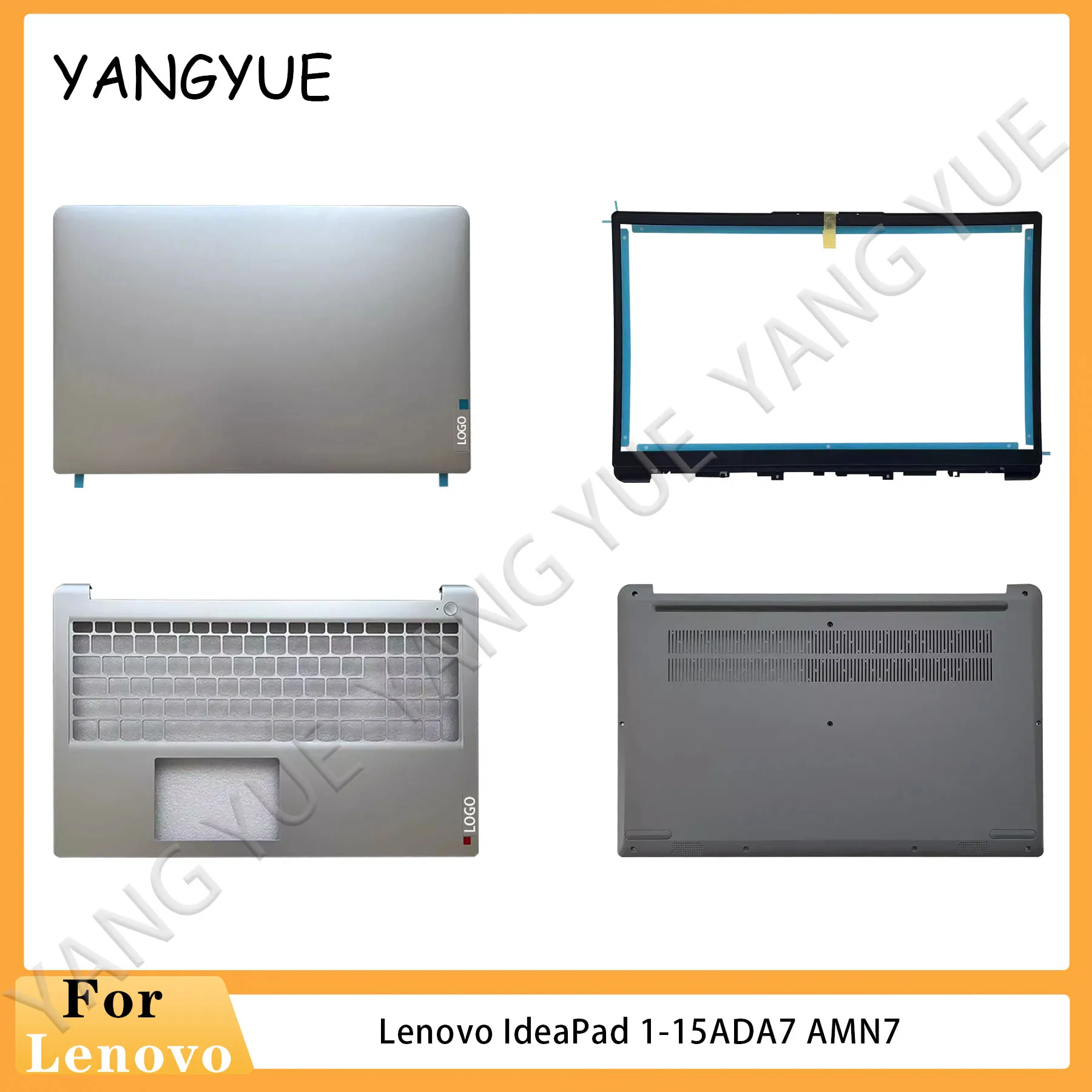 New Laptop Cover For Lenovo IdeaPad 1-15ADA7 AMN7 LCD Back Cover Rear Lid Front Bezel Hinges Top Case Housing Replacement