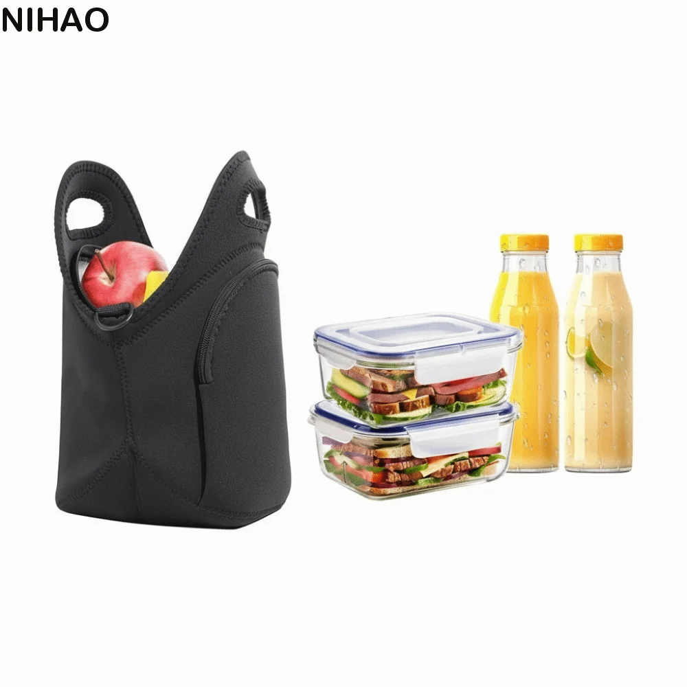 

Портативная неопреновая сумка для обедов, герметичная, универсальная дорожная сумка для еды, ручная, большой вместимости, термоизолированная, для кемпинга