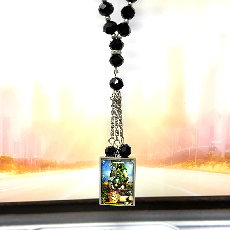 الإسلام الإمام النبي محمد حسين الأسد مسلم الفولاذ المقاوم للصدأ سيارة قلادة للنساء الرجال الذهب والفضة اللون العربية تميمة المجوهرات #2