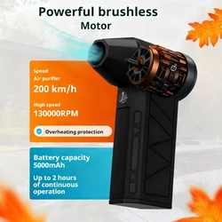 130000RPM Powerful Dust Blower Brushless Motor Outdoor Air Duster Blower Type-C Rechargeable Air Blower Cleaning PC Turbo Fan