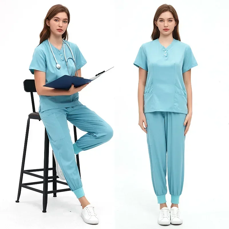 Novo salão de beleza roupas de trabalho médico mês dental manga curta roupas de lavagem das mãos conjunto separado para homens e mulheres enfermeiras