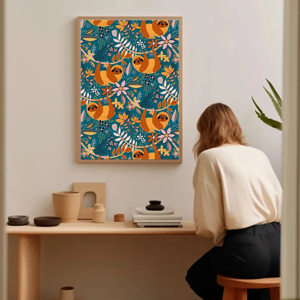 لطيف الكسل قماش جدار الفن الغابات الحيوان اللوحة ديكور المنزل غرفة المعيشة غرفة نوم الجدار الشنق هدية الفن الحديث الطباعة #5