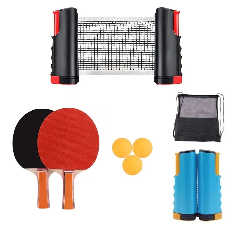 

Table Tennis Racket Set Portable Telescopic Ping Pong Paddle Kit With Retractable Net 3 Balls Durable Games Set Students Sports