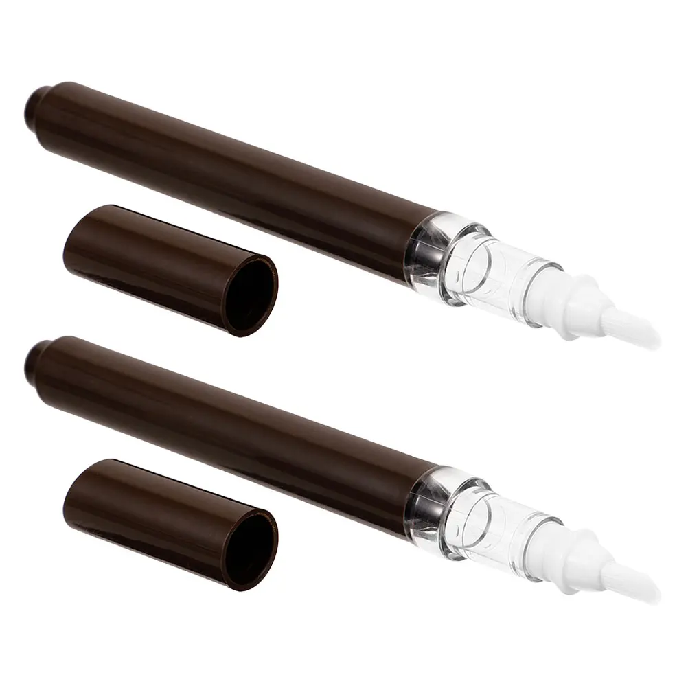 

2 Pcs Coffee Color Lip Gloss Gel 2ml Window Design Nail Oil Pen Empty Refillable Push Down Dispenser Tube Holder
