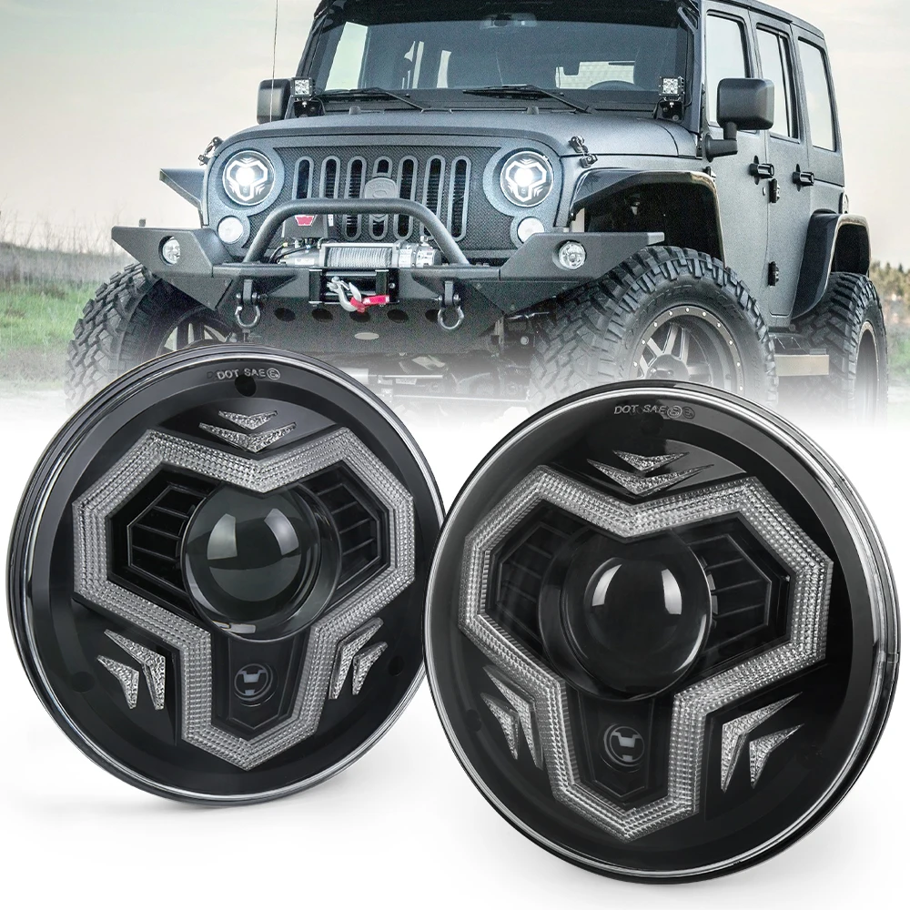 

Anti-flicker LED Headlamp 7 Inch LED Headlights for Jeep Wrangler JK LJ CJ TJ Hummber H1 H2 1997-2018