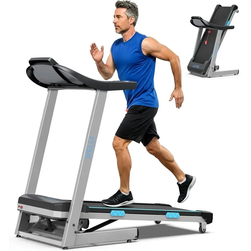 

Heavy-Duty 400LBS Treadmill with 15% Auto Incline and 95% Pre-Assembled, Safety Rails Included