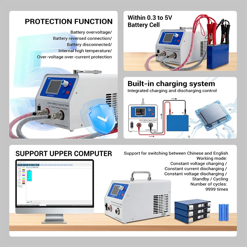 Heltec HT-BCT50A Lithium-Batterie Lade- und Entladetestgerät 5V 50A LiFePO4 Batteriekapazitätstester/Elektrischer Lasttest 250W – Detail 3