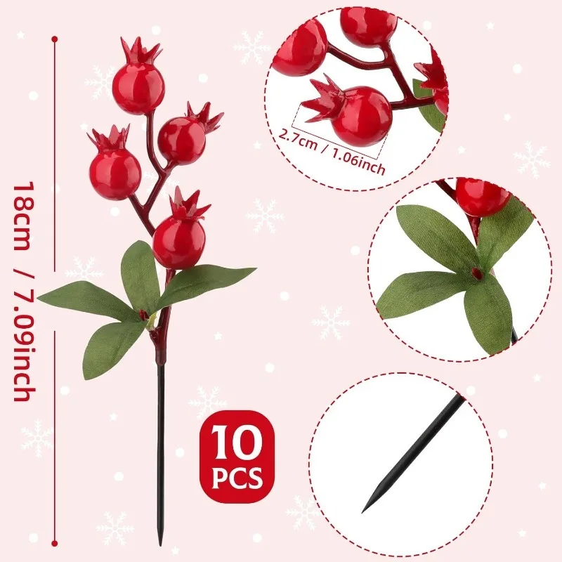 10 قطعة عيد الميلاد رغوة التوت فرع ديكور باقة اصطناعية شجرة عيد الميلاد زخرفة ديكور المنزل السنة الجديدة 2026 لتقوم بها بنفسك هدية نافيداد اكسسوارات