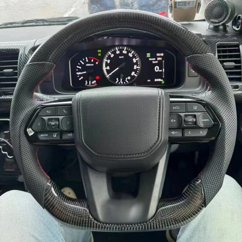 Para Toyota Hilux LC Crown Prado Land Cruiser: conjunto de volante mejorado con diseño de vetas de madera y fibra de carbono, incluye soporte para el volante.