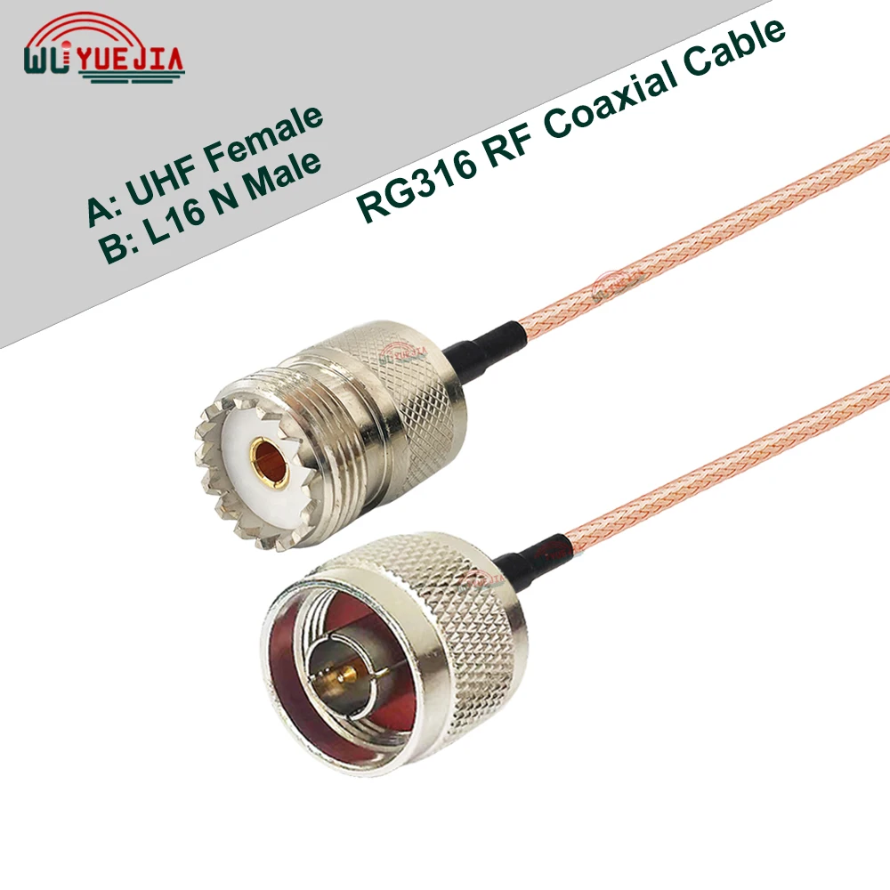 1 Stuks Pl259 S0239 Sl16 Uhf Tot L16 N Rg316 Kabel Uhf Mannelijke Plug Naar L16n Vrouwelijke Jack Connector Messing 50-1.5 RG-316 Rf Coaxkabel