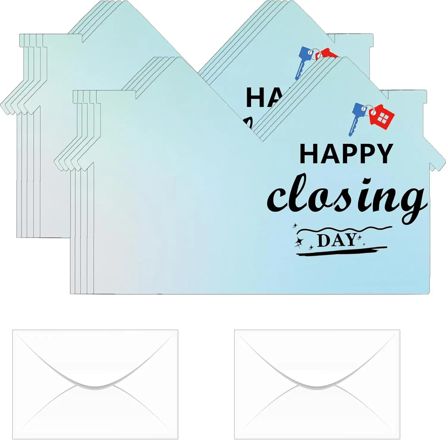 Estate Agents New Home Card with Envelope 10 Sets New Home Congratulations Cards House Shaped Thank You Note Card 10 * 7 Inch