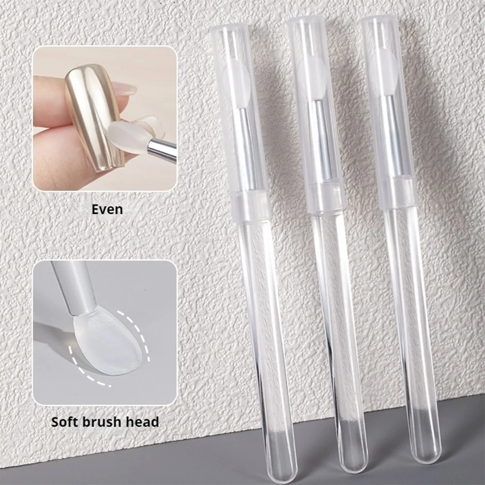 Reusável Silicone aplicador para Nail Art, Silicone transparente Stick, Manicure Tool Easy-Dump, escova de pigmento, novo, 1Pc