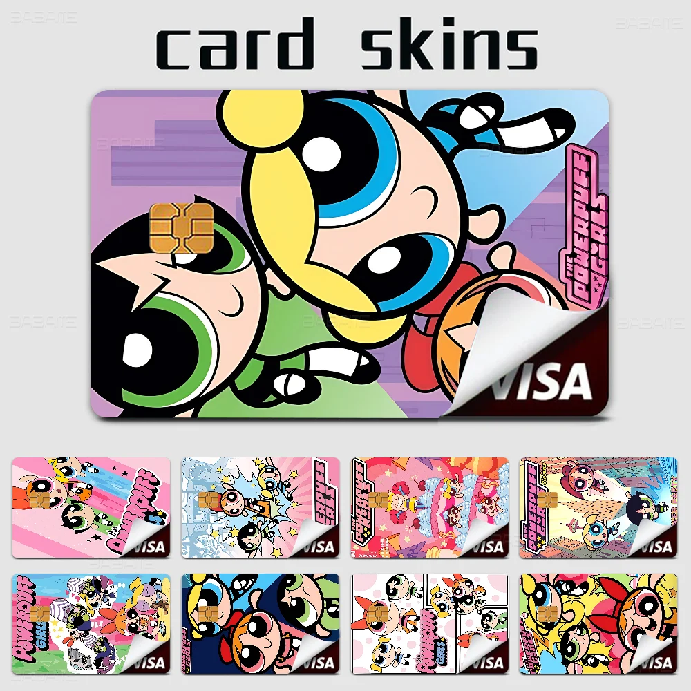 The Powerpuff Girls Anime Anime Cartoon Sticker Film Skin For Credit Card Debit Bank Bus Card