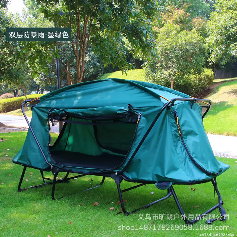 Imagem -04 - Single Person Camping Off-ground Tent com Cama Dobrável Impermeável ao ar Livre e à Prova de Frio Camadas Duplas Anti-tempestade Tourist Drive