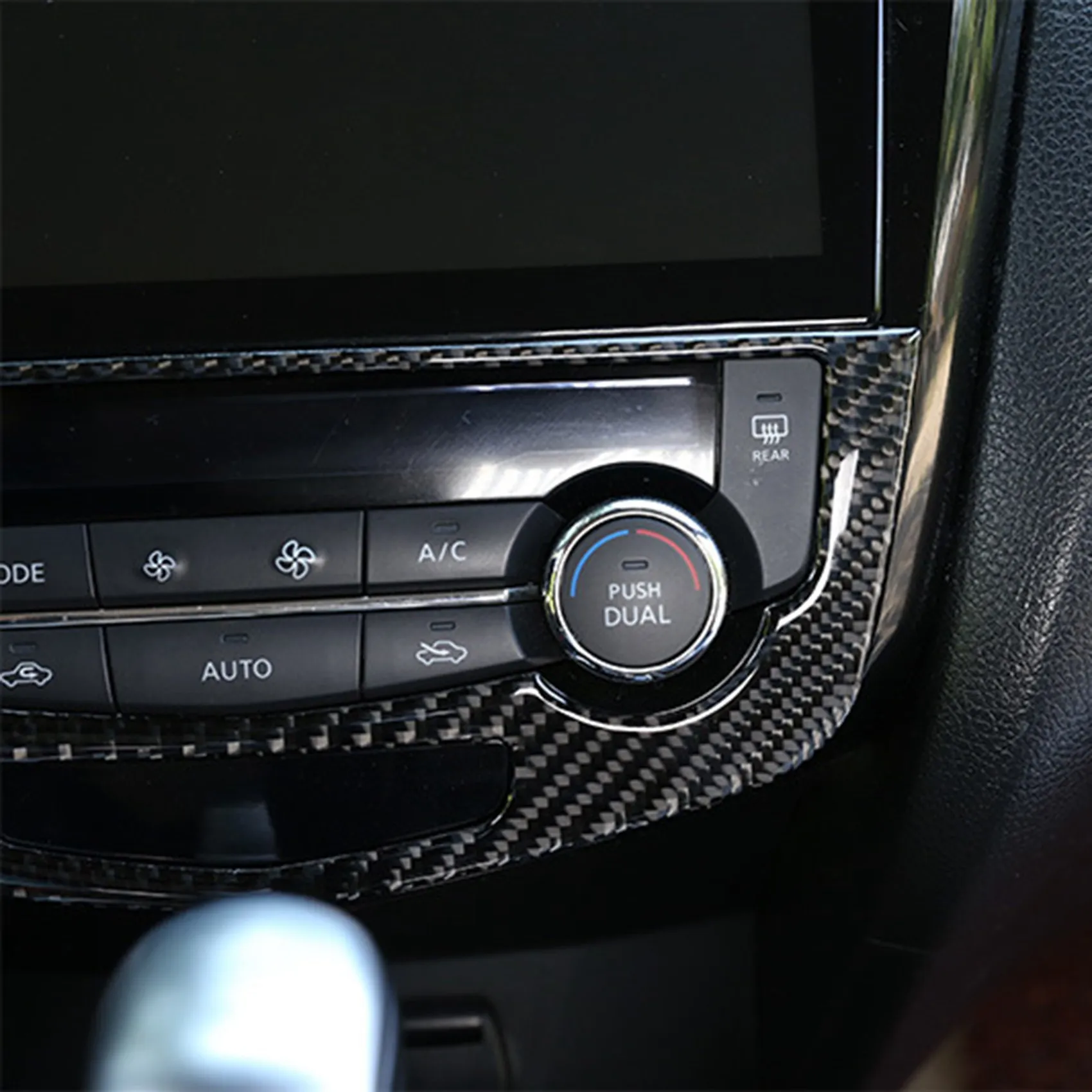 Real Carbon Fiber Dashboard Air Conditioner Switch Panel Trim Cover Decoration Stickers for Nissan X-Trail 2014-2018car