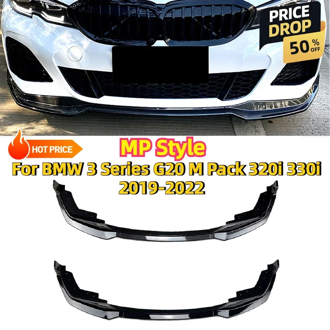 MP Car Front Bumper Lip Body Kit Spoiler Splitter Front Bumper Lip Accessories For BMW 3 Series G20 M Pack 2019-2022 320i 330i